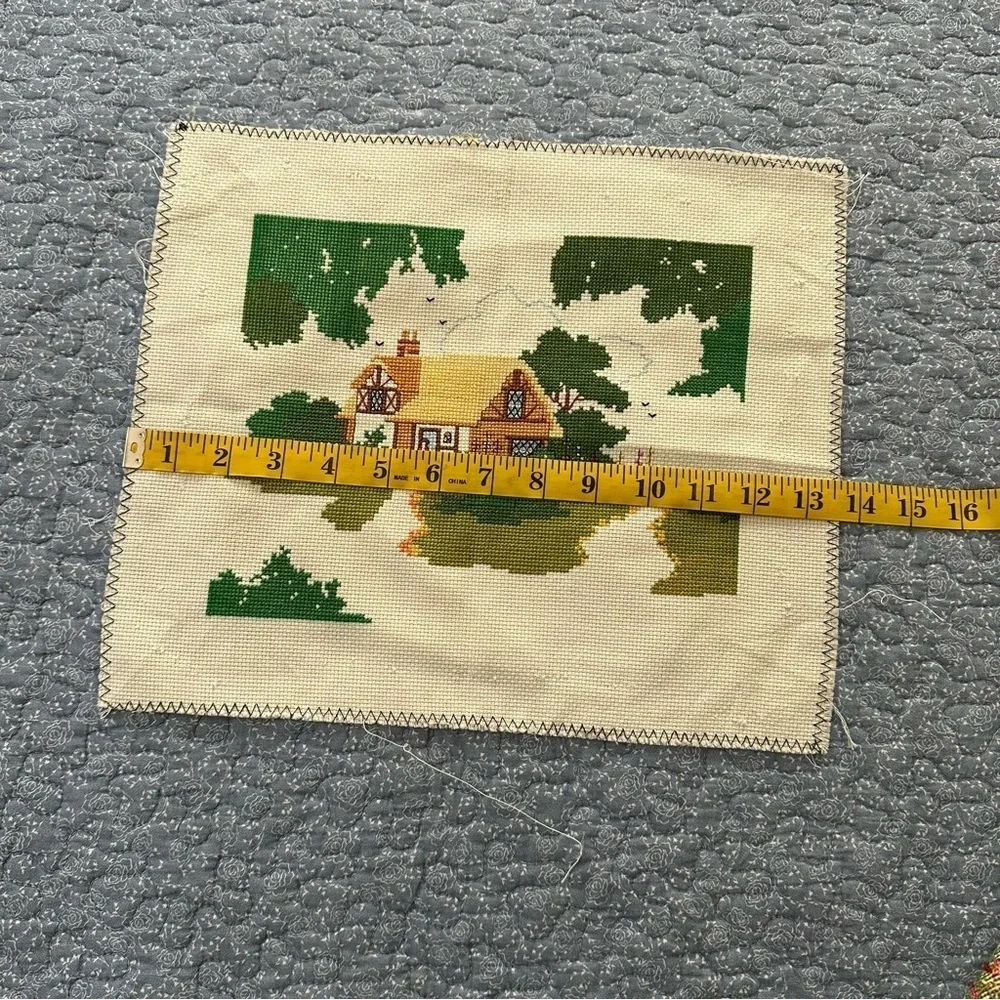 Cross Stitch Charming Cottage Country Church Cottagecore Gift Handmade 8 x 10